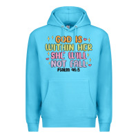 Ocean Blue god is within her she will not fall Premium Hoodie - MaliasSmallBusiness