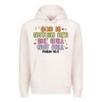 Pale Pink god is within her she will not fall Premium Hoodie - MaliasSmallBusiness