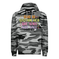 Slate Camo god is within her she will not fall Premium Hoodie - MaliasSmallBusiness