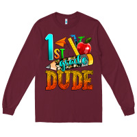 Burgundy 1st grade dude Long Sleeve Tee - texasbilliewilder