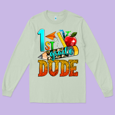 1st Grade Dude Long Sleeve Tee Designed By Texasbilliewilder