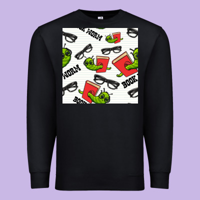 Bookworm Seamless Pattern Premium Sweatshirt Designed By Bundleandbundleshop