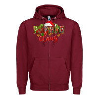 Burgundy christmas pop pop claus Zipper Hoodie - FaDigitalArtStudio