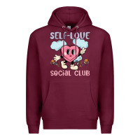 Burgundy self love social club Premium Hoodie - MaliasSmallBusiness