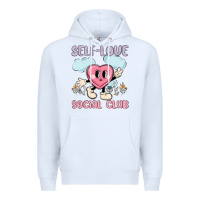 White self love social club Premium Hoodie - MaliasSmallBusiness