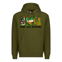 Army Green peace love st patricks Premium Hoodie - AdoDesignShop