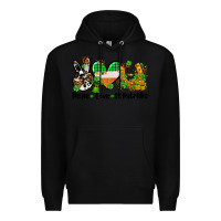 Black peace love st patricks Premium Hoodie - AdoDesignShop