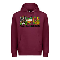 Burgundy peace love st patricks Premium Hoodie - AdoDesignShop