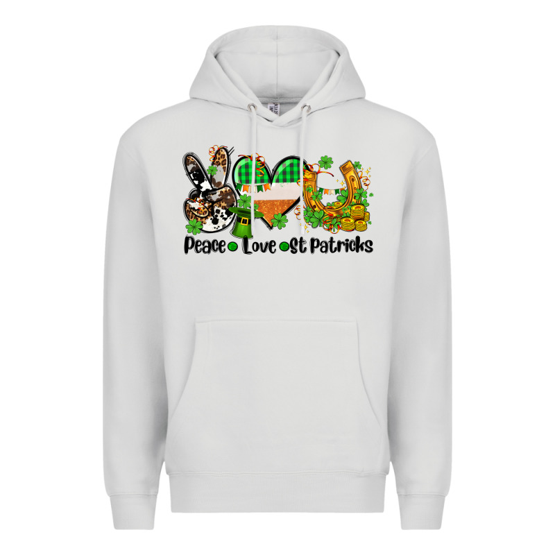 Peace Love St Patricks Premium Hoodie by AdoDesignShop | Teevron
