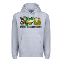 Heather Grey peace love st patricks Premium Hoodie - AdoDesignShop