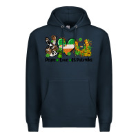 Navy peace love st patricks Premium Hoodie - AdoDesignShop