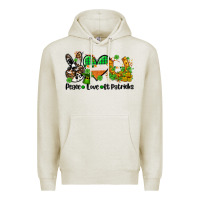 Oatmeal Heather peace love st patricks Premium Hoodie - AdoDesignShop