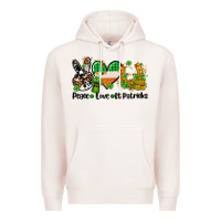 Pale Pink peace love st patricks Premium Hoodie - AdoDesignShop