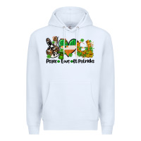 White peace love st patricks Premium Hoodie - AdoDesignShop