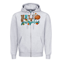 Heather Grey hello pumpkin Zipper Hoodie - HRA Design Shop