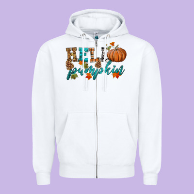 Hello Pumpkin Zipper Hoodie Designed By Hra Design Shop