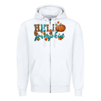 White hello pumpkin Zipper Hoodie - HRA Design Shop