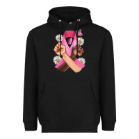 Black Breast Cancer Fist Daisy Butterfly Heavyweight Hoodie - Artiststas