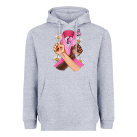 Heather Grey Breast Cancer Fist Daisy Butterfly Heavyweight Hoodie - Artiststas