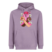 Lavender Breast Cancer Fist Daisy Butterfly Heavyweight Hoodie - Artiststas
