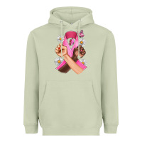 Matcha Breast Cancer Fist Daisy Butterfly Heavyweight Hoodie - Artiststas