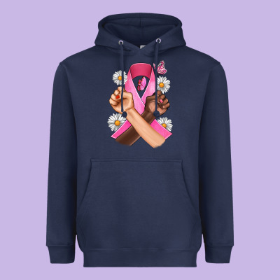 Breast Cancer Fist Daisy Butterfly Heavyweight Hoodie Designed By Artiststas