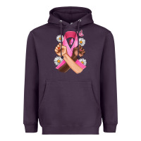 Plum Breast Cancer Fist Daisy Butterfly Heavyweight Hoodie - Artiststas