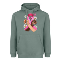 Sage Breast Cancer Fist Daisy Butterfly Heavyweight Hoodie - Artiststas