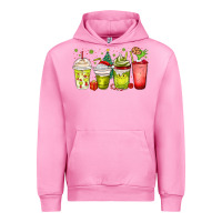 Fuchsia Pink Christmas characters coffee cups Urban Hoodie - MaliasSmallBusiness