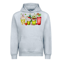 Heather Grey Christmas characters coffee cups Urban Hoodie - MaliasSmallBusiness