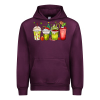 Mauve Wine Christmas characters coffee cups Urban Hoodie - MaliasSmallBusiness