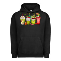 Pigment Black Christmas characters coffee cups Urban Hoodie - MaliasSmallBusiness