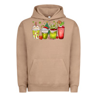 Pigment Burro Christmas characters coffee cups Urban Hoodie - MaliasSmallBusiness