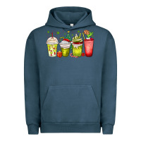 Pigment Midnight Navy Christmas characters coffee cups Urban Hoodie - MaliasSmallBusiness