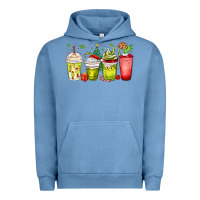 Pigment Pebble Blue Christmas characters coffee cups Urban Hoodie - MaliasSmallBusiness