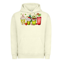 Pigment Pistachio Christmas characters coffee cups Urban Hoodie - MaliasSmallBusiness