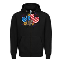 Black American Flag heart Zipper Hoodie - CowGirlArtShop