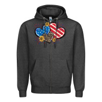 Charcoal Heather American Flag heart Zipper Hoodie - CowGirlArtShop