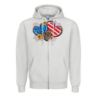 Dove Grey American Flag heart Zipper Hoodie - CowGirlArtShop