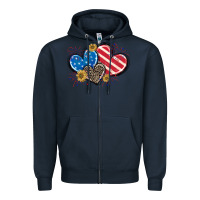 Navy American Flag heart Zipper Hoodie - CowGirlArtShop