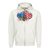Oatmeal Heather American Flag heart Zipper Hoodie - CowGirlArtShop