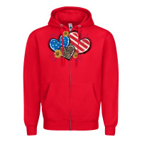 Red American Flag heart Zipper Hoodie - CowGirlArtShop