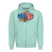 Seafoam American Flag heart Zipper Hoodie - CowGirlArtShop