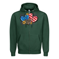Sports Green American Flag heart Zipper Hoodie - CowGirlArtShop
