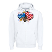 White American Flag heart Zipper Hoodie - CowGirlArtShop