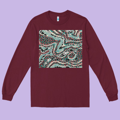 Pink And Turquoise Cowhide And Leopard Long Sleeve Tee Designed By Ranaportraitstore