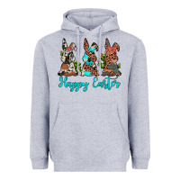Heather Grey happy easter leopard cowhide turquoise cactus bunny's Heavyweight Hoodie - JahusDesignShop