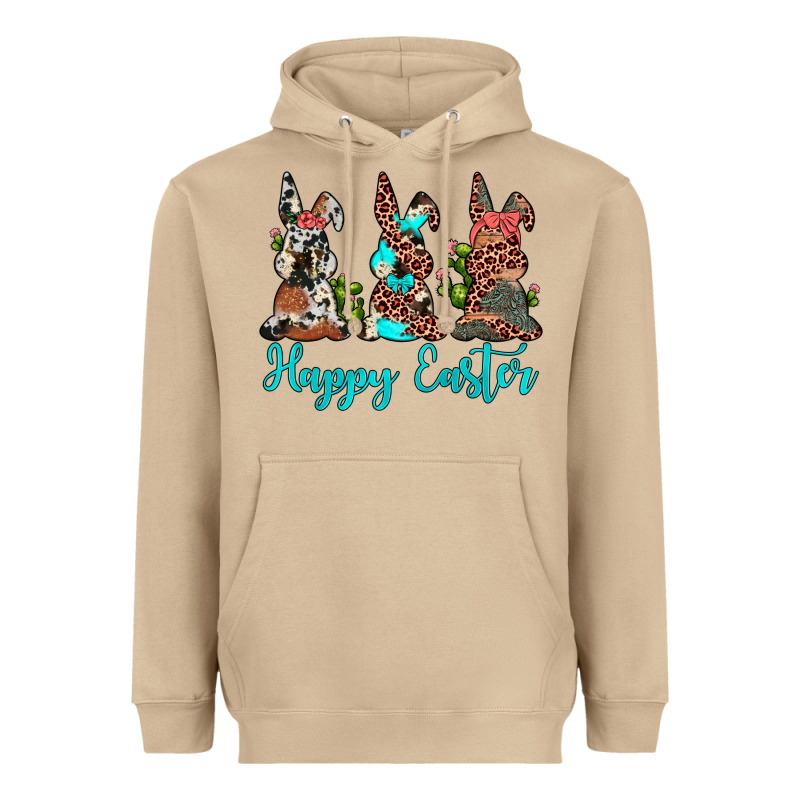 Happy Easter Leopard Cowhide Turquoise Cactus Bunny's Heavyweight Hoodie by JahusDesignShop | Teevron