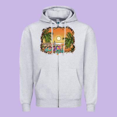 Beach Vibes Zipper Hoodie Designed By Sublimationcraftshop