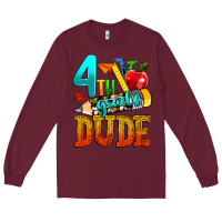 Burgundy 4th grade dude Long Sleeve Tee - texasbilliewilder